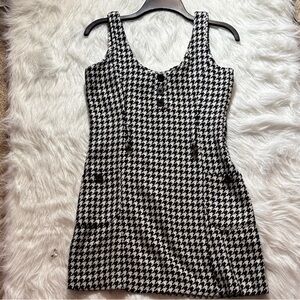 Stylish Black and White Houndstooth Dress